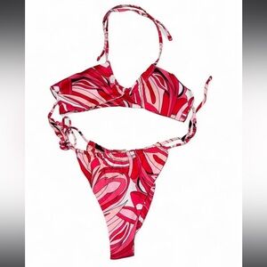 Red and Pink Swirl Bikini